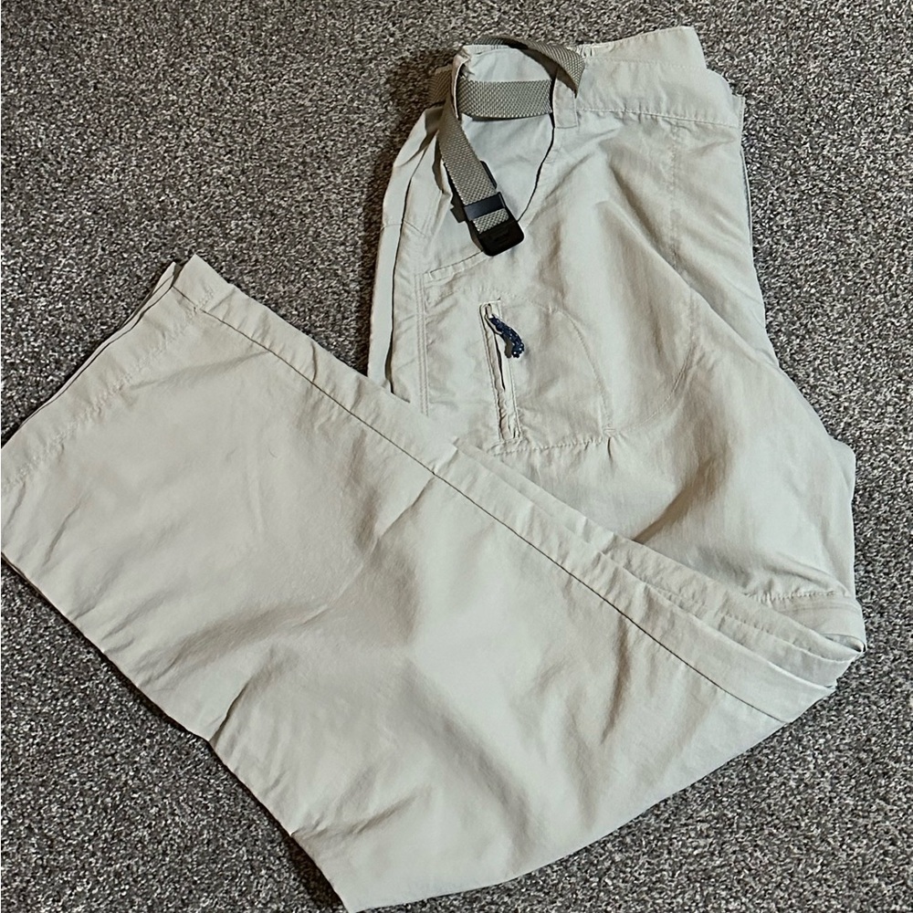 White Sierra Convertible Hiking Pants Womens Size Large Beige Nylon Zip Legs